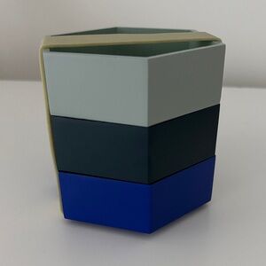 Anthropologie Hexagonal stacking trinket dishes in blue grey & mint set of 3 NWT